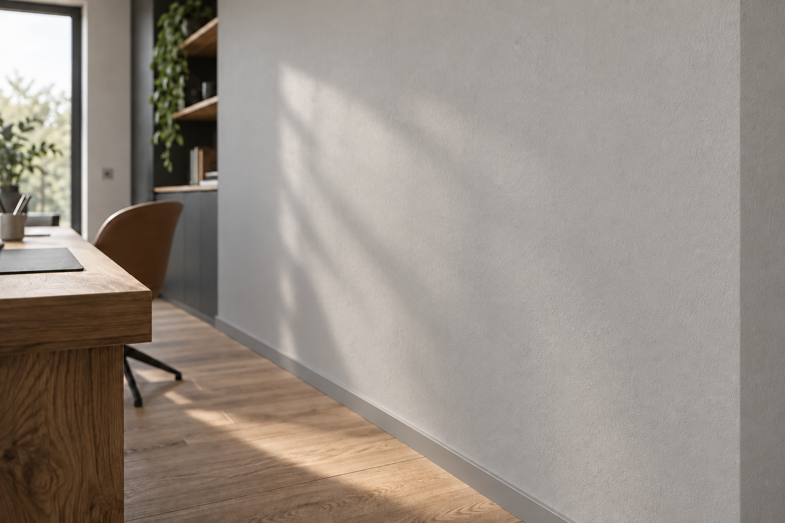 Akustische Lamellenwand im Arbeitszimmer – Vorher
